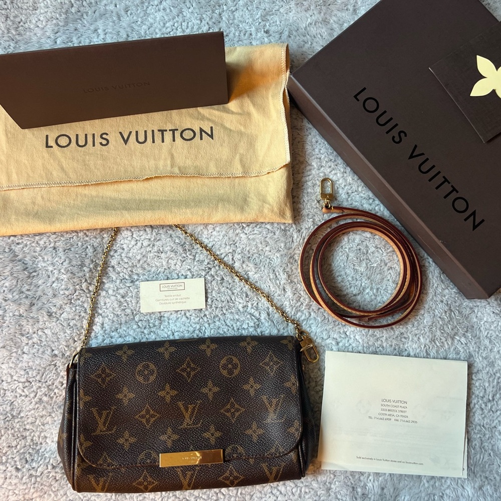Louis Vuitton Favorite PM Monogram Crossbody Bag in Brown and Gold
